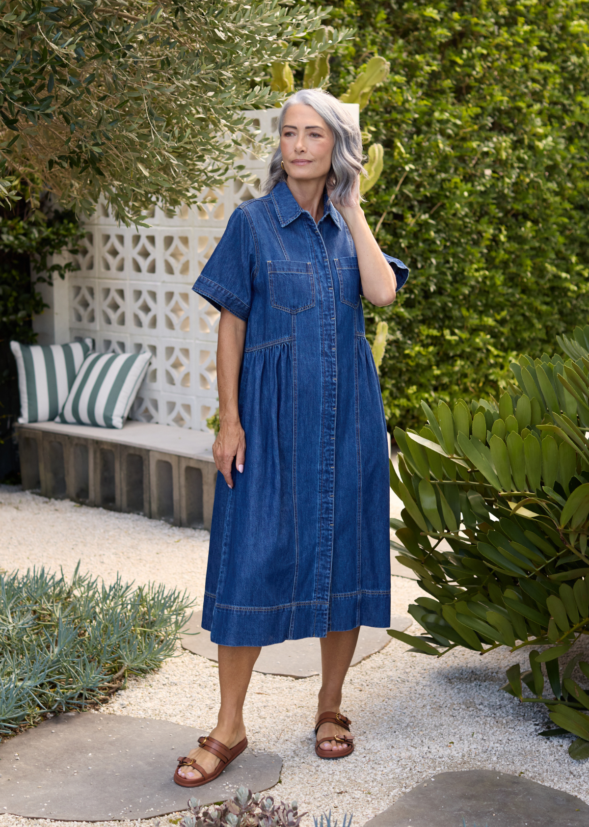 MONTANA DENIM SHIRTDRESS - MID BLUE
