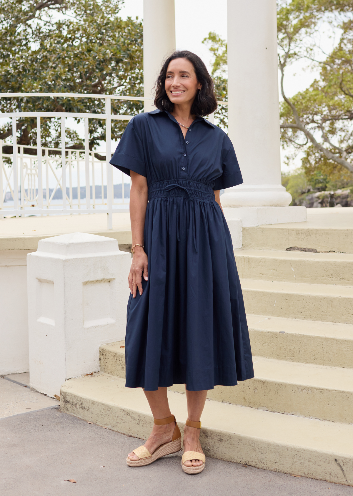 navy blue shirt dress Minette Shirtdress - French - 100% Cotton Poplin, XS Paco Rabanne Leaf shape Hang Dry Only HS--610442001 SIZE::2-3T