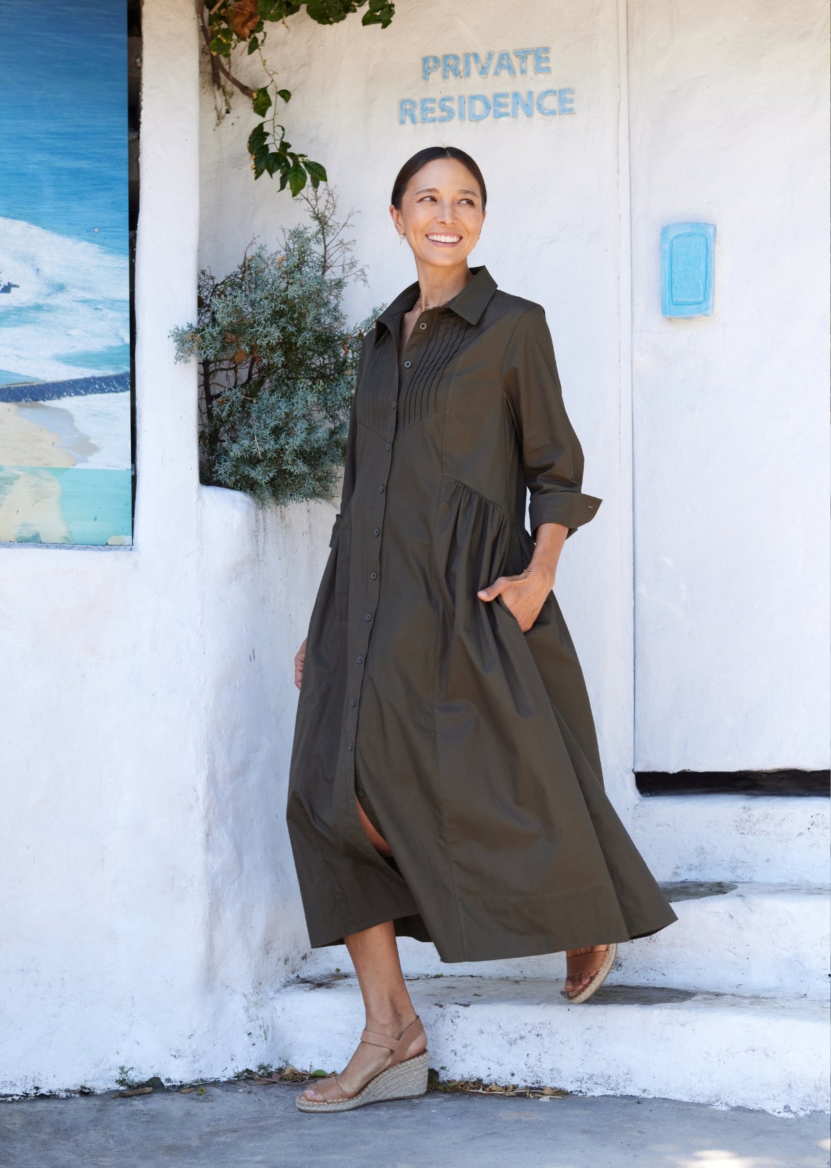 ladies khaki shirt dress SUSIE SHIRTDRESS Sleeve