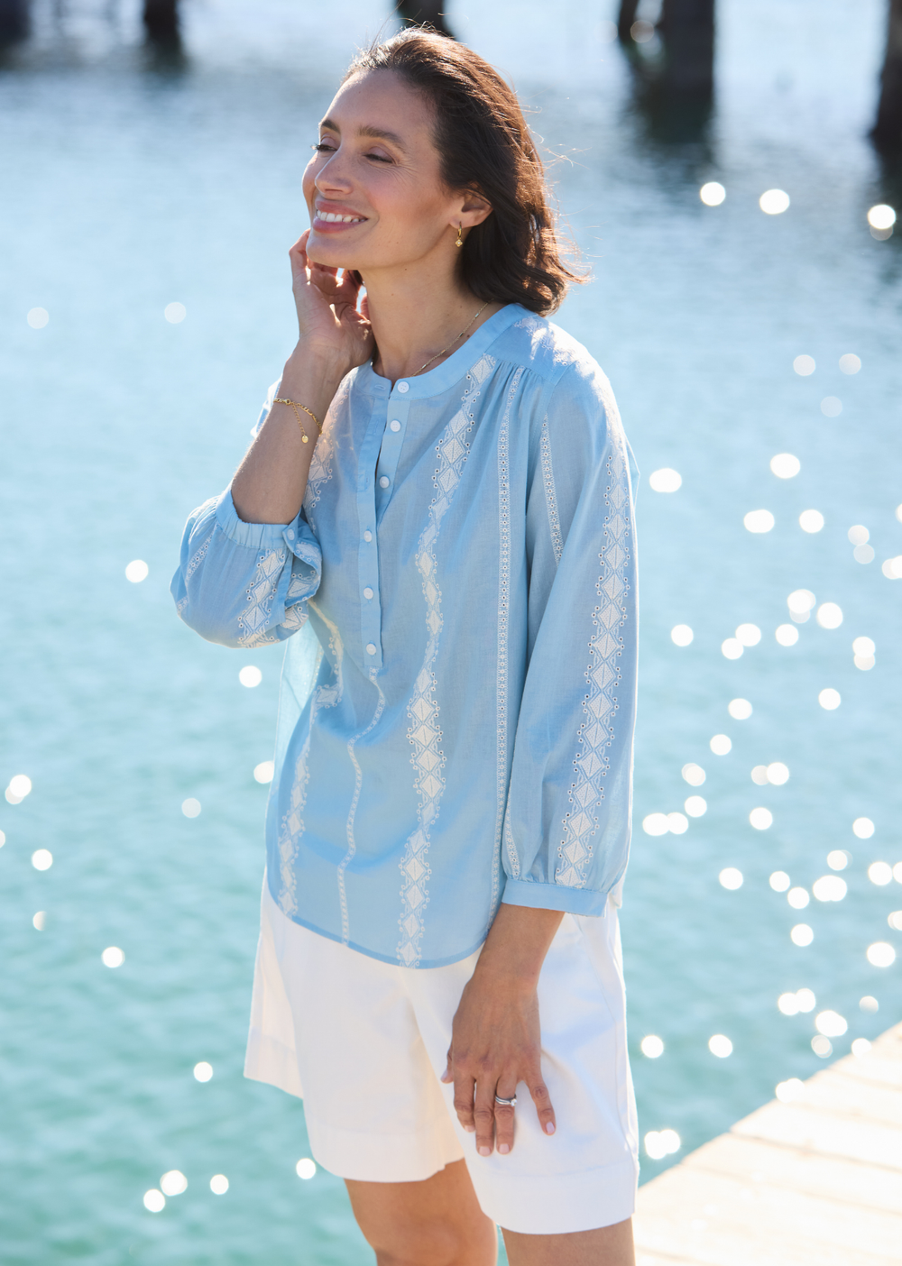 SYLVIE BLOUSE - BLUE/WHITE