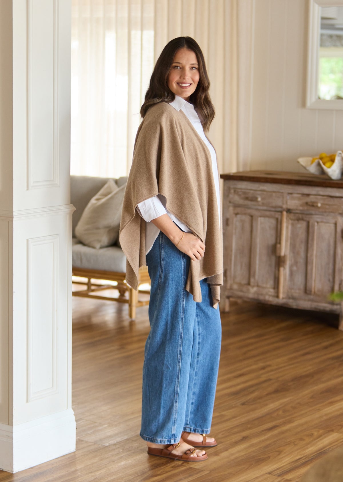 SIENNA KNIT SHAWL - LATTE