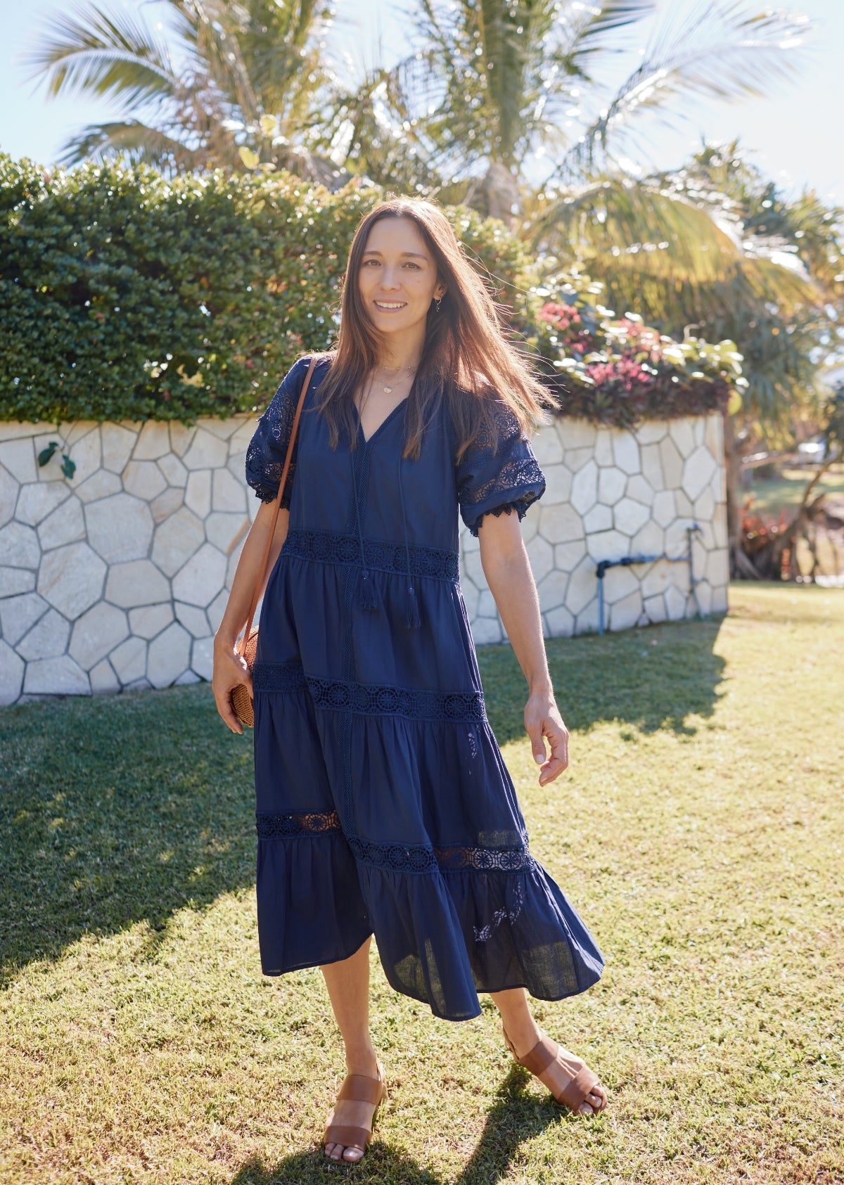 LOTUS MIDI DRESS - FRENCH NAVY