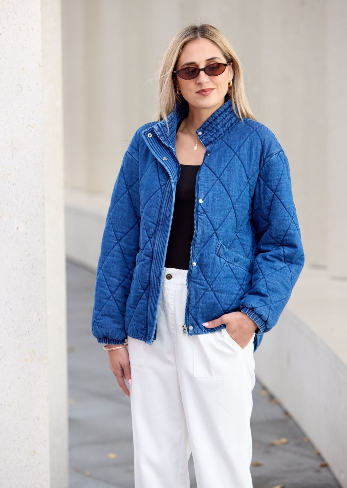 BENTLEY QUILTED JACKET - MID BLUE