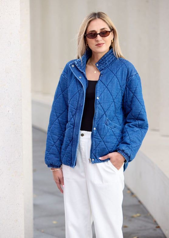 BENTLEY QUILTED JACKET - MID BLUE