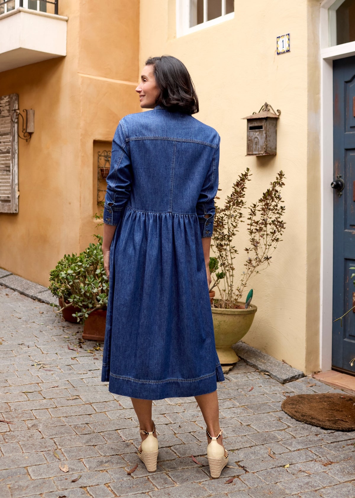 Harper Long Sleeve Midi Denim Shirtdress - Mid Blue
