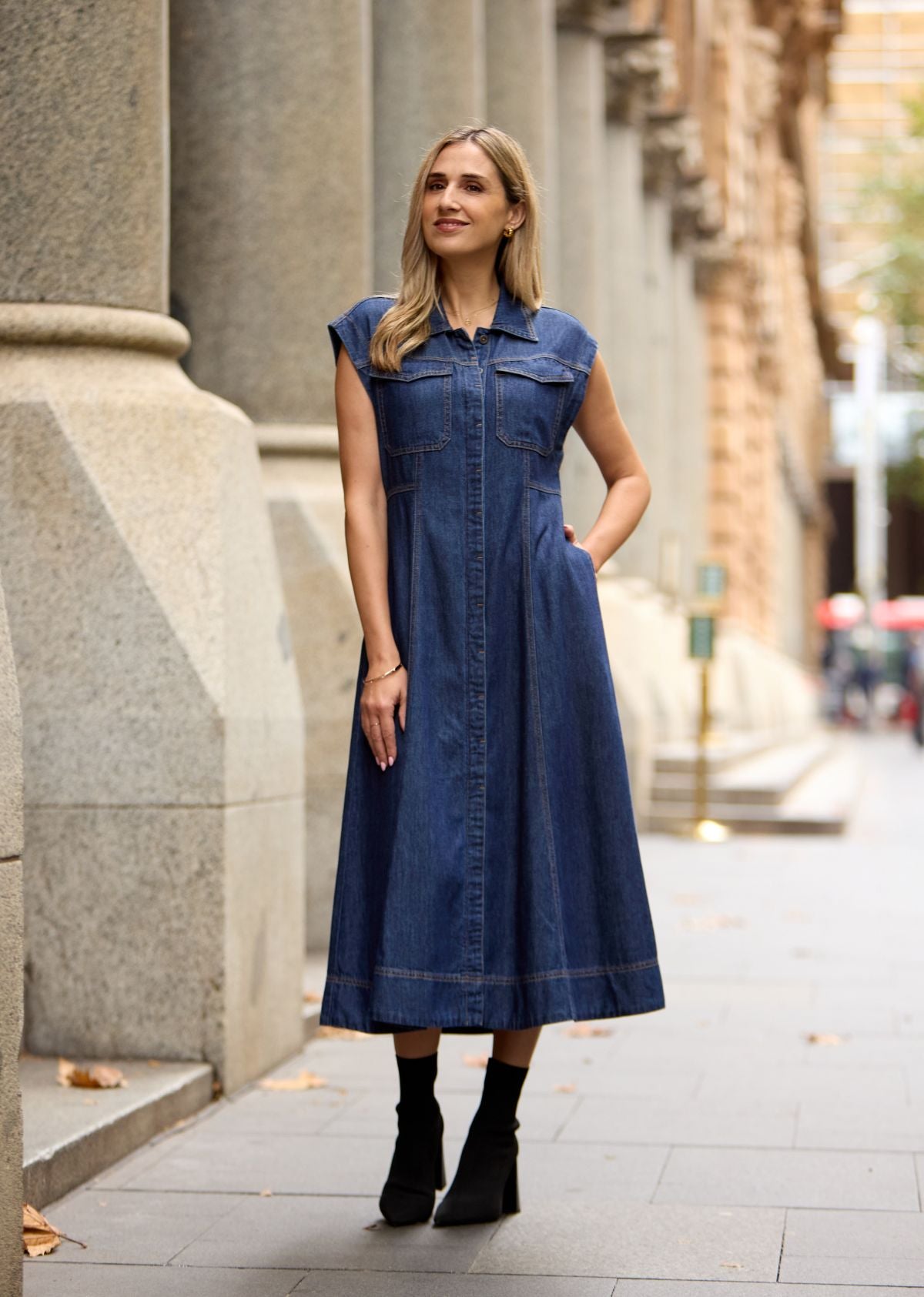 RUMI DENIM SHIRTDRESS - INDIGO