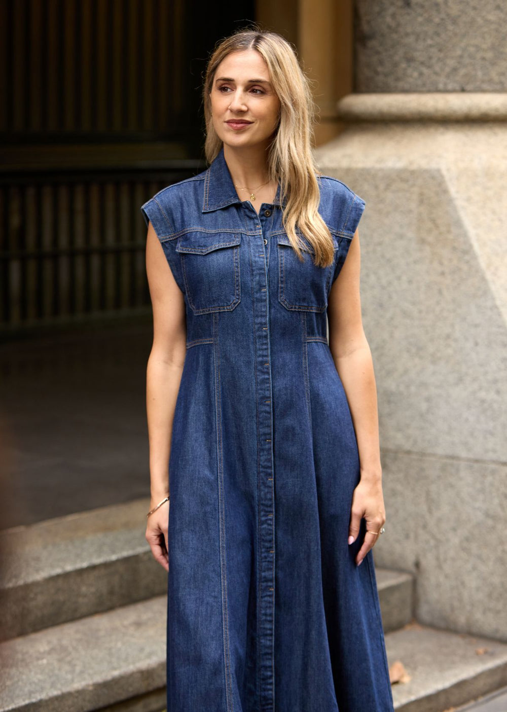 RUMI DENIM SHIRTDRESS - INDIGO