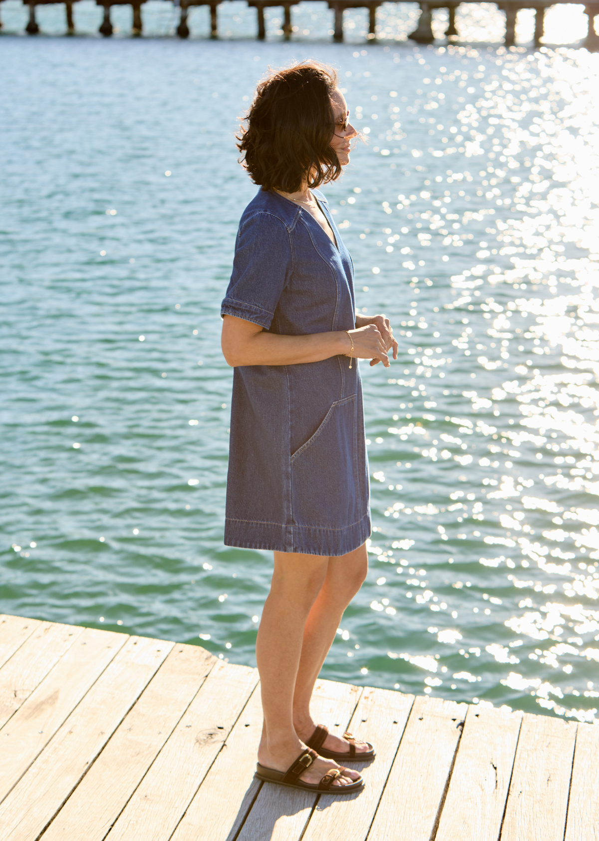 DESI DENIM DRESS - MID BLUE