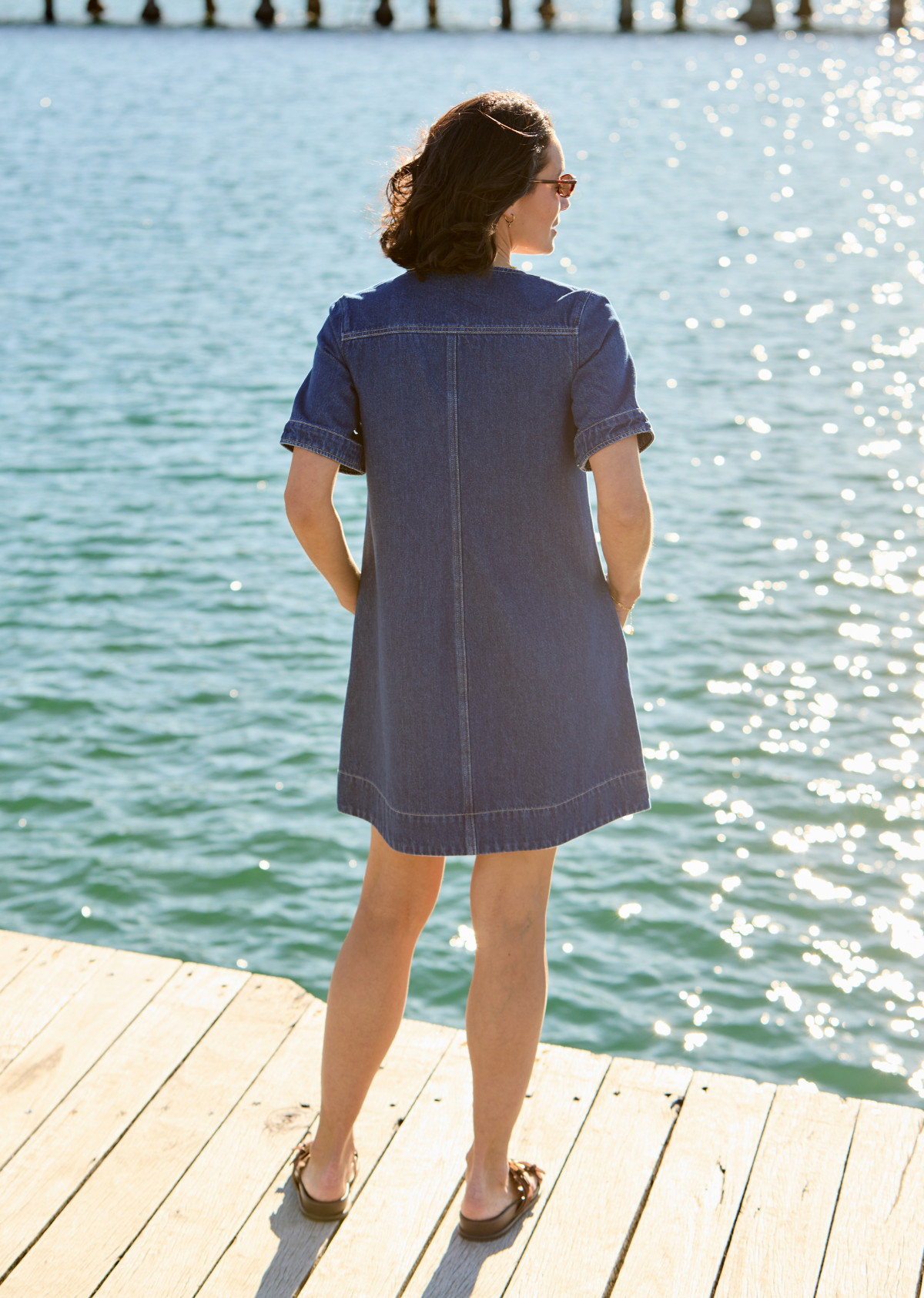 DESI DENIM DRESS - MID BLUE