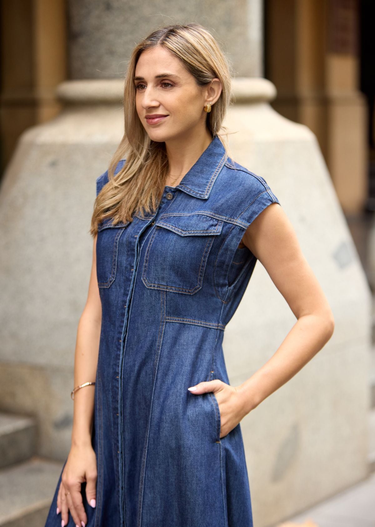 RUMI DENIM SHIRTDRESS - INDIGO