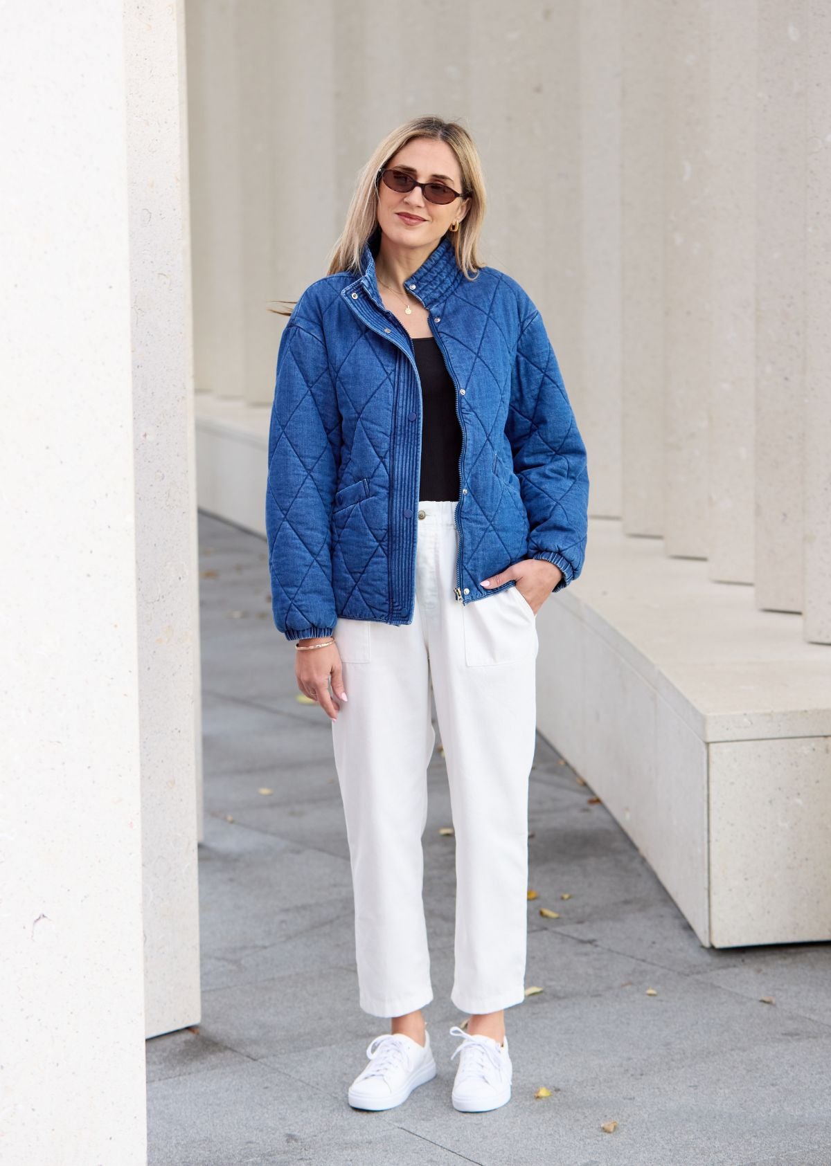 BENTLEY QUILTED JACKET - MID BLUE