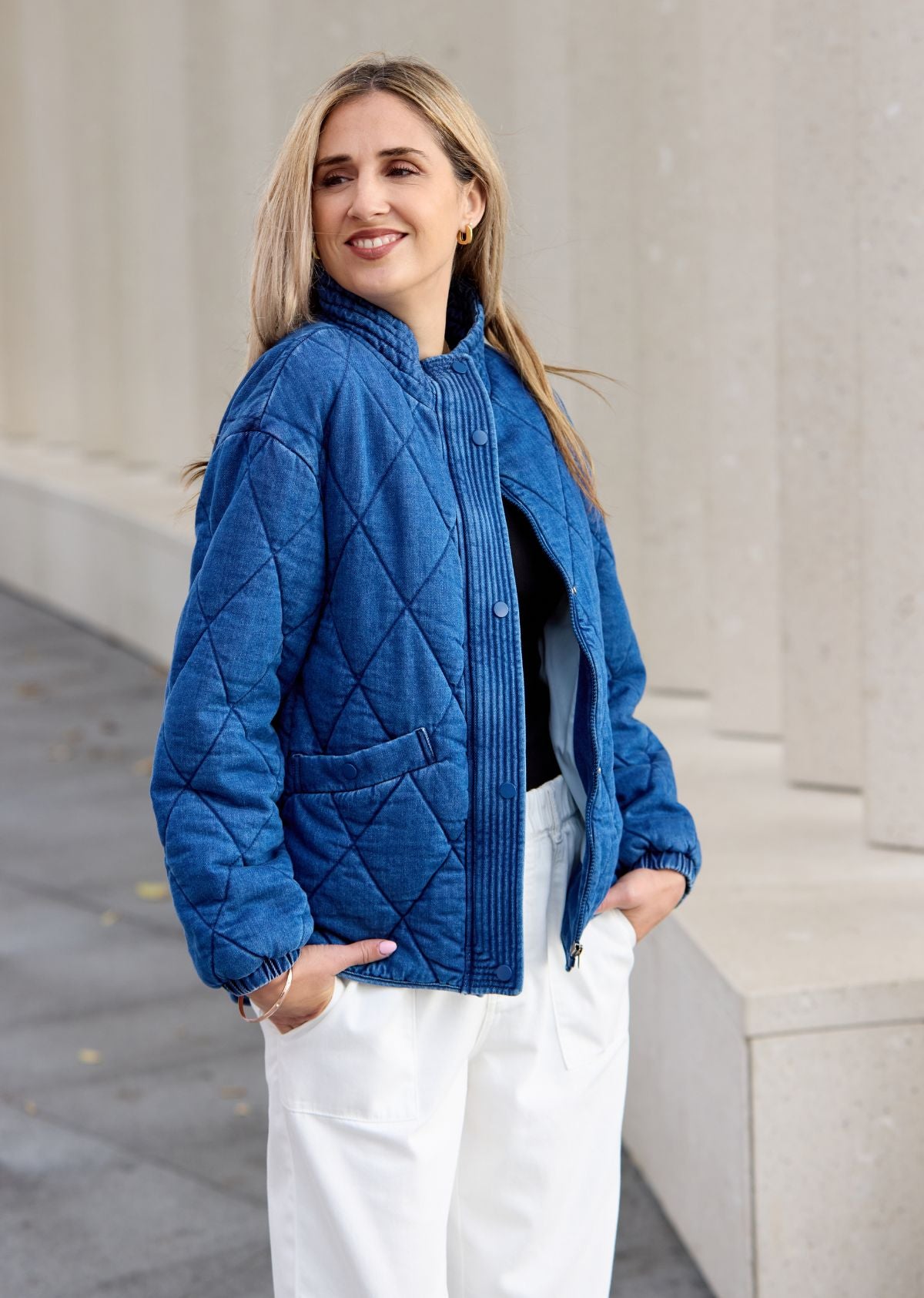 BENTLEY QUILTED JACKET - MID BLUE