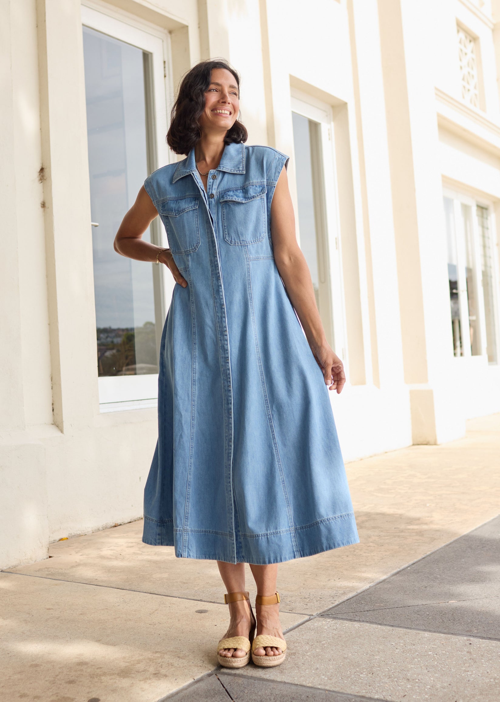 RUMI DENIM SHIRTDRESS