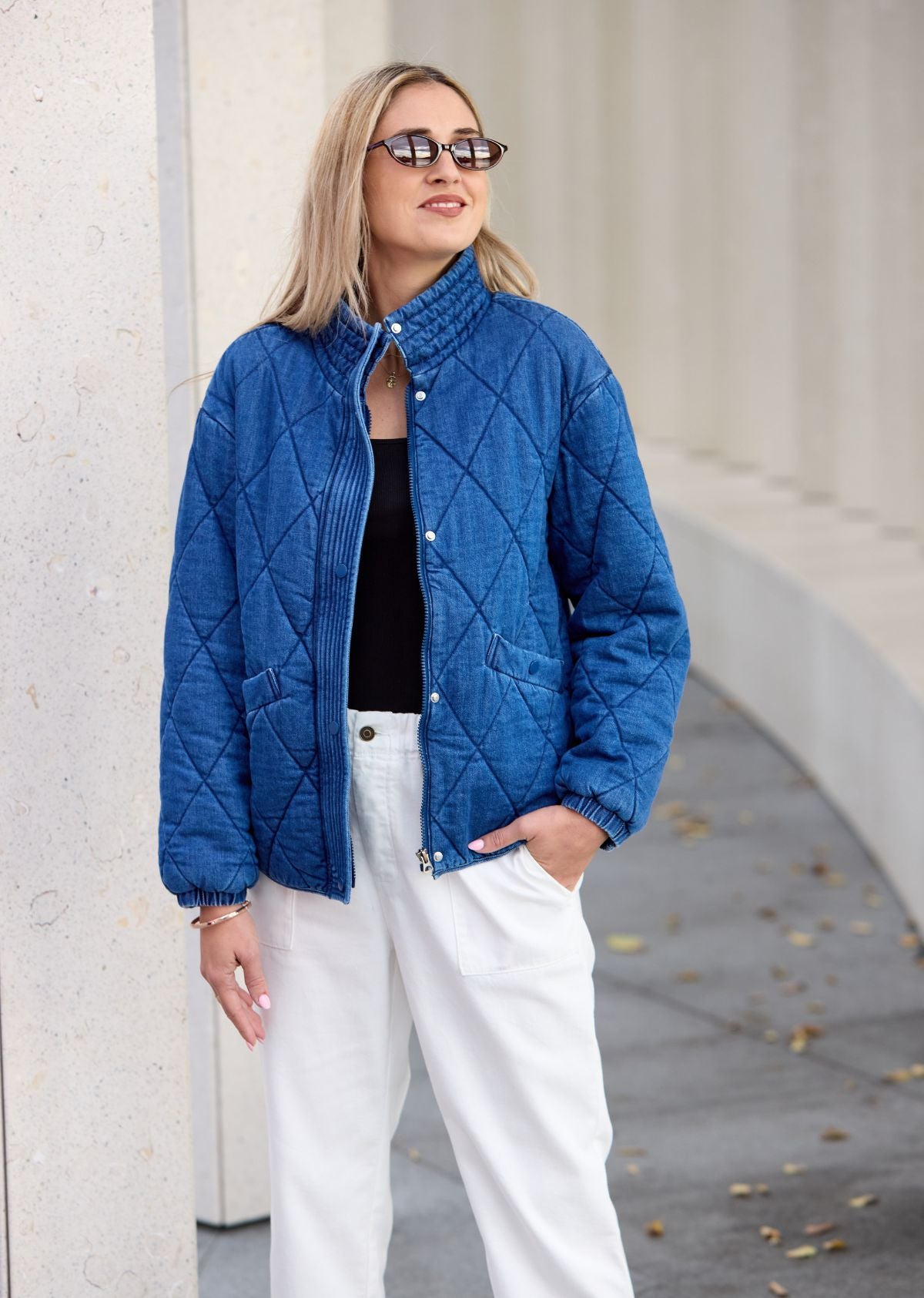 BENTLEY QUILTED JACKET - MID BLUE