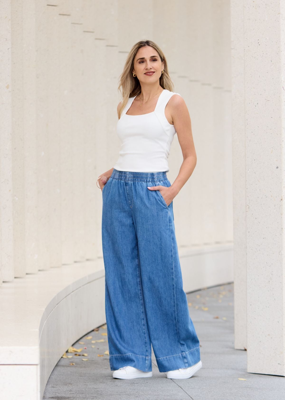 HATTIE DENIM PANT - MID BLUE