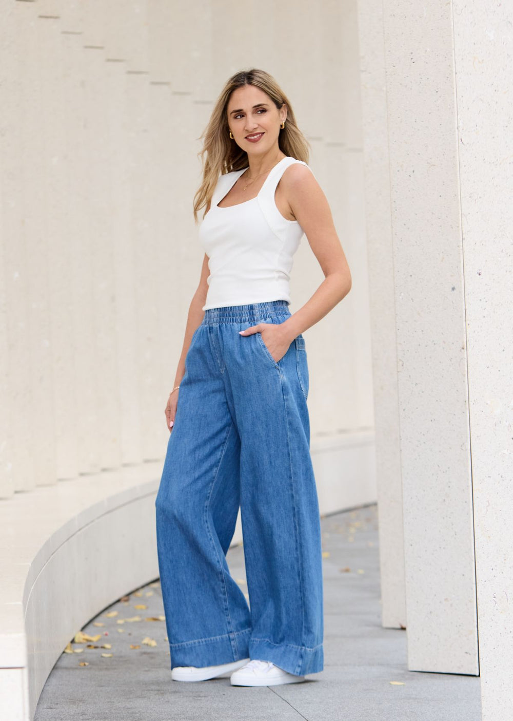 HATTIE DENIM PANT - MID BLUE