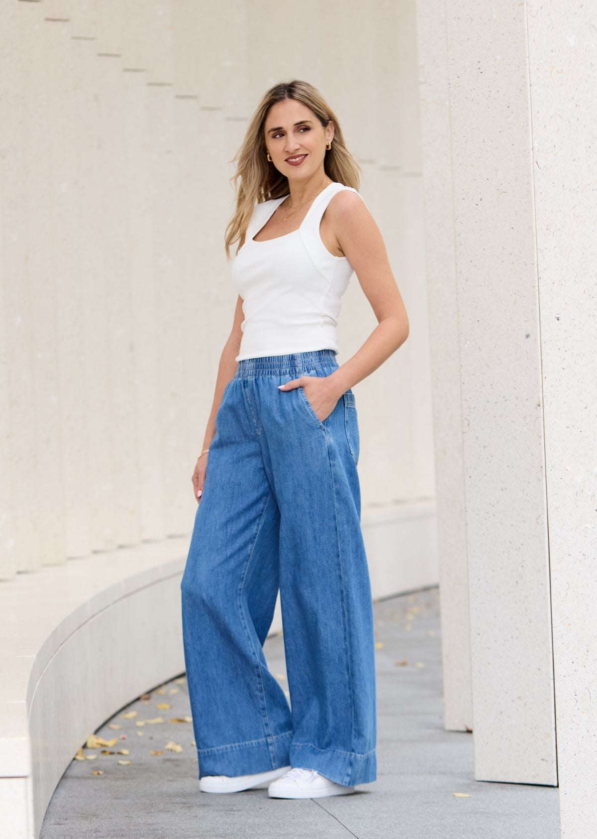 HATTIE DENIM PANT - MID BLUE