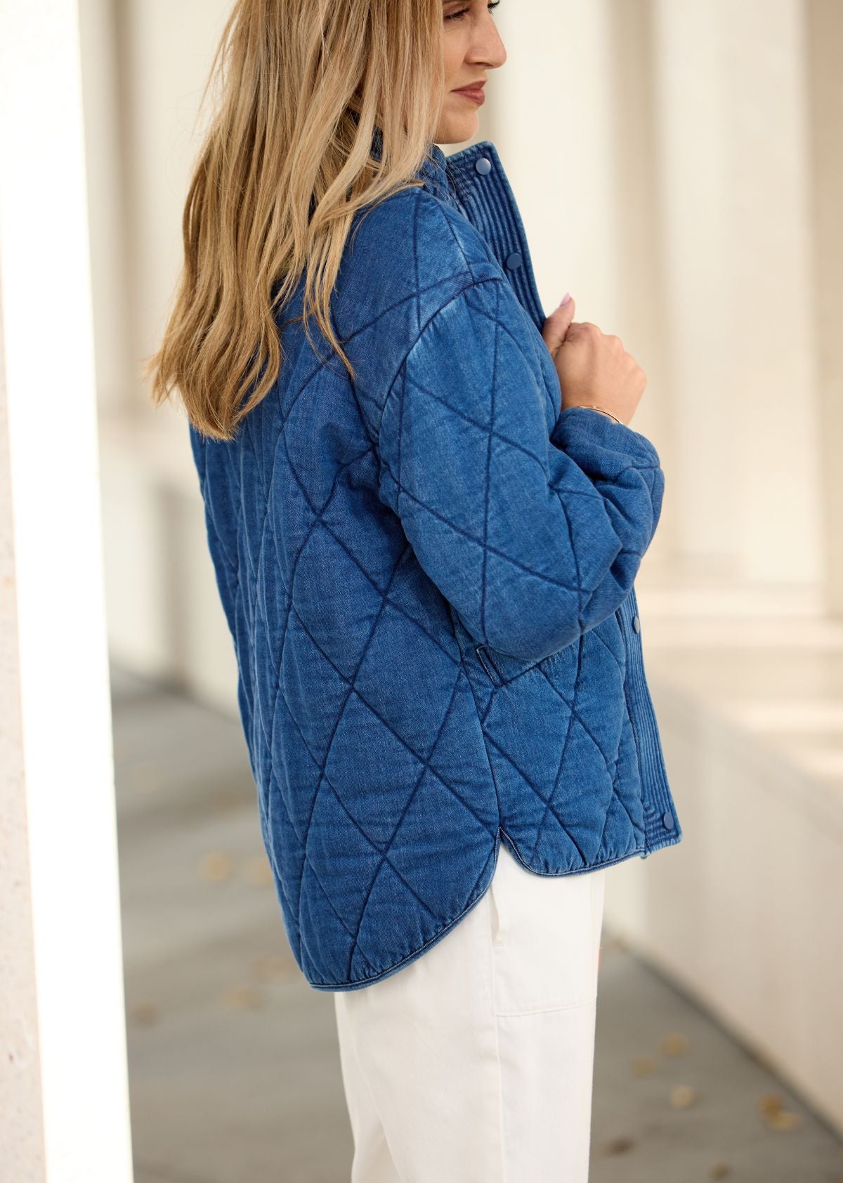 BENTLEY QUILTED JACKET - MID BLUE