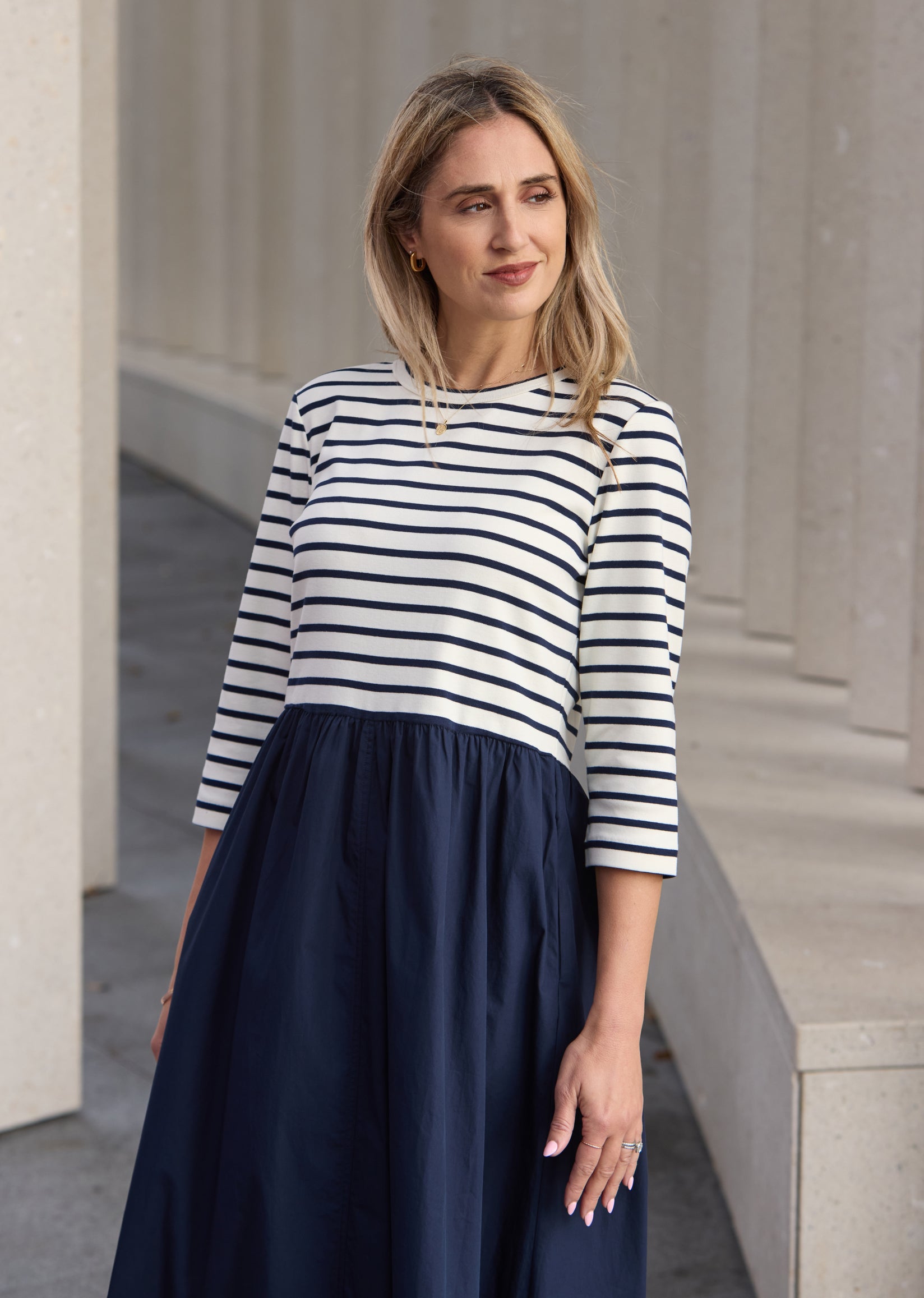 LOLA MIDI DRESS - FRENCH NAVY STRIPE - PETITE