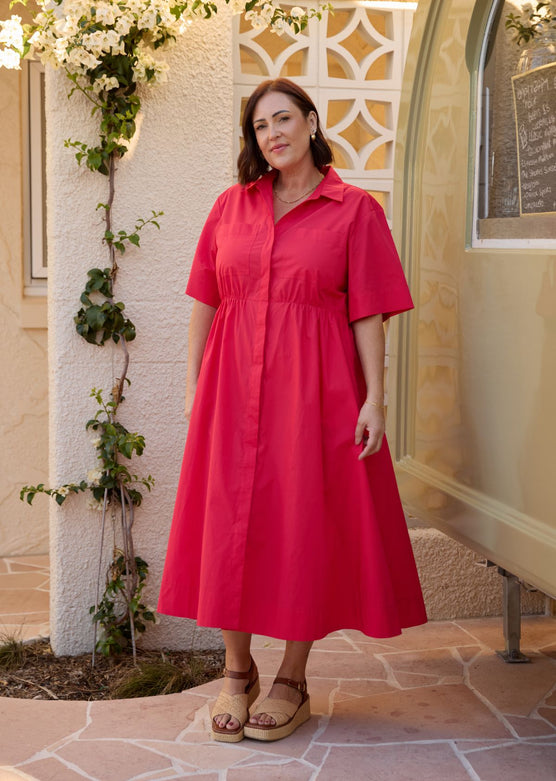 ADELE SHIRTDRESS - RASPBERRY