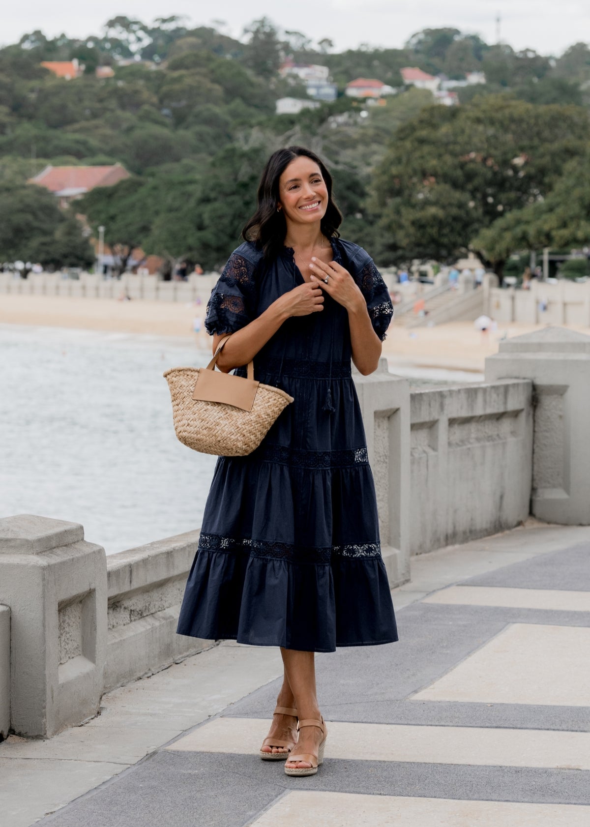 LOTUS MIDI DRESS - FRENCH NAVY