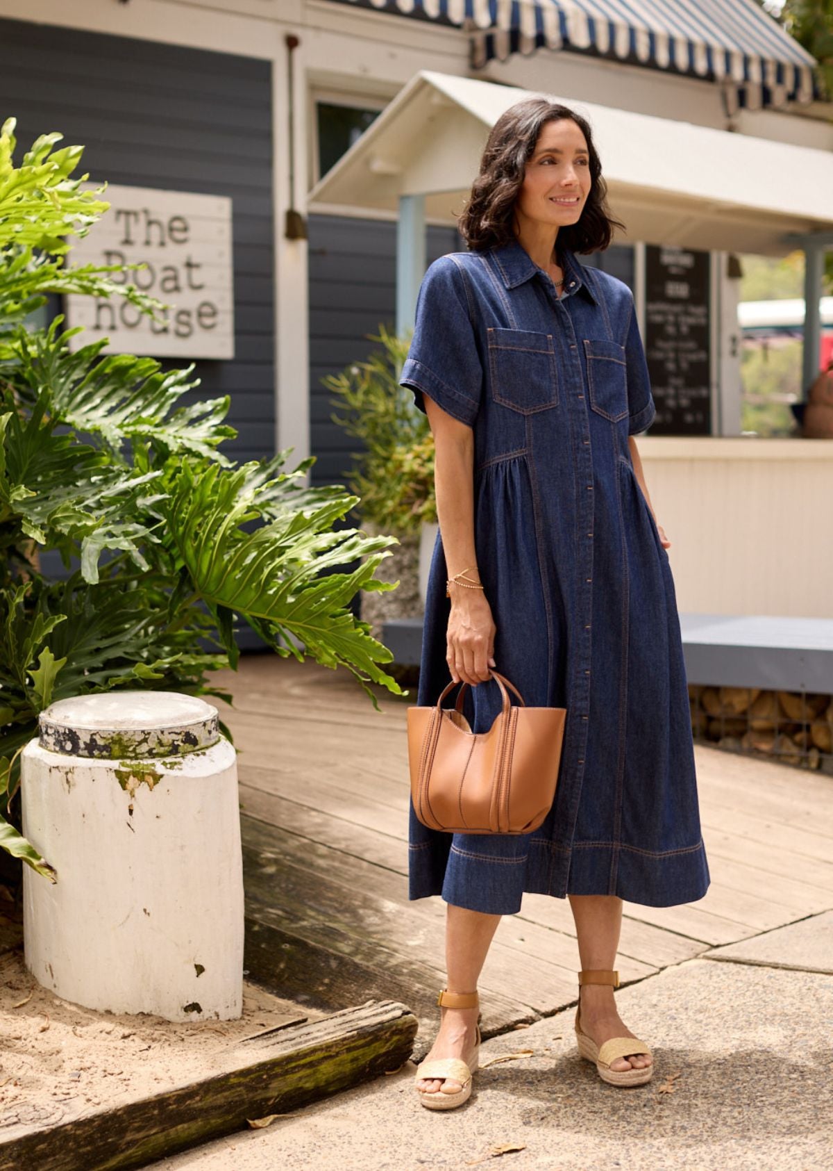 M A Y E Women's Montana Denim Shirtdress - Cotton - Midi-Length - Short Sleeve - Indigo, S