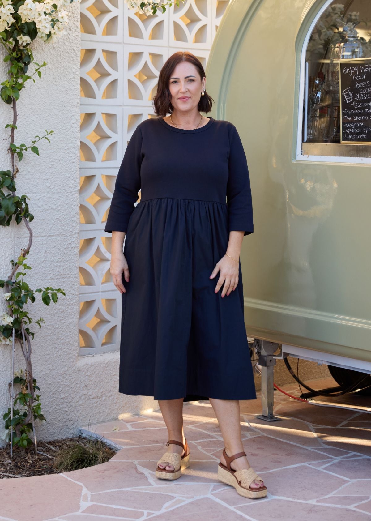 LOLA MIDI DRESS - FRENCH NAVY