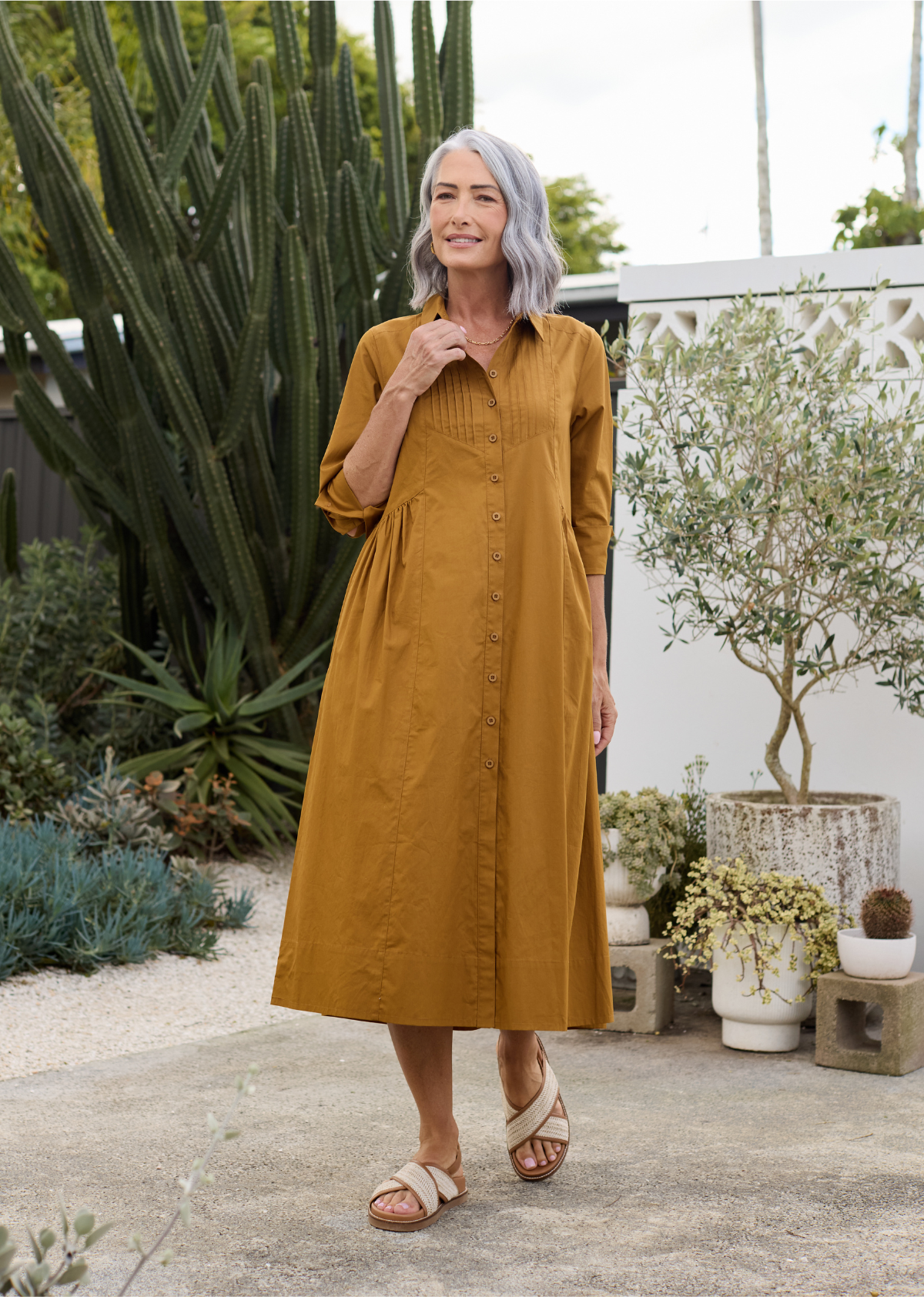 SUSIE SHIRTDRESS - DEEP MUSTARD