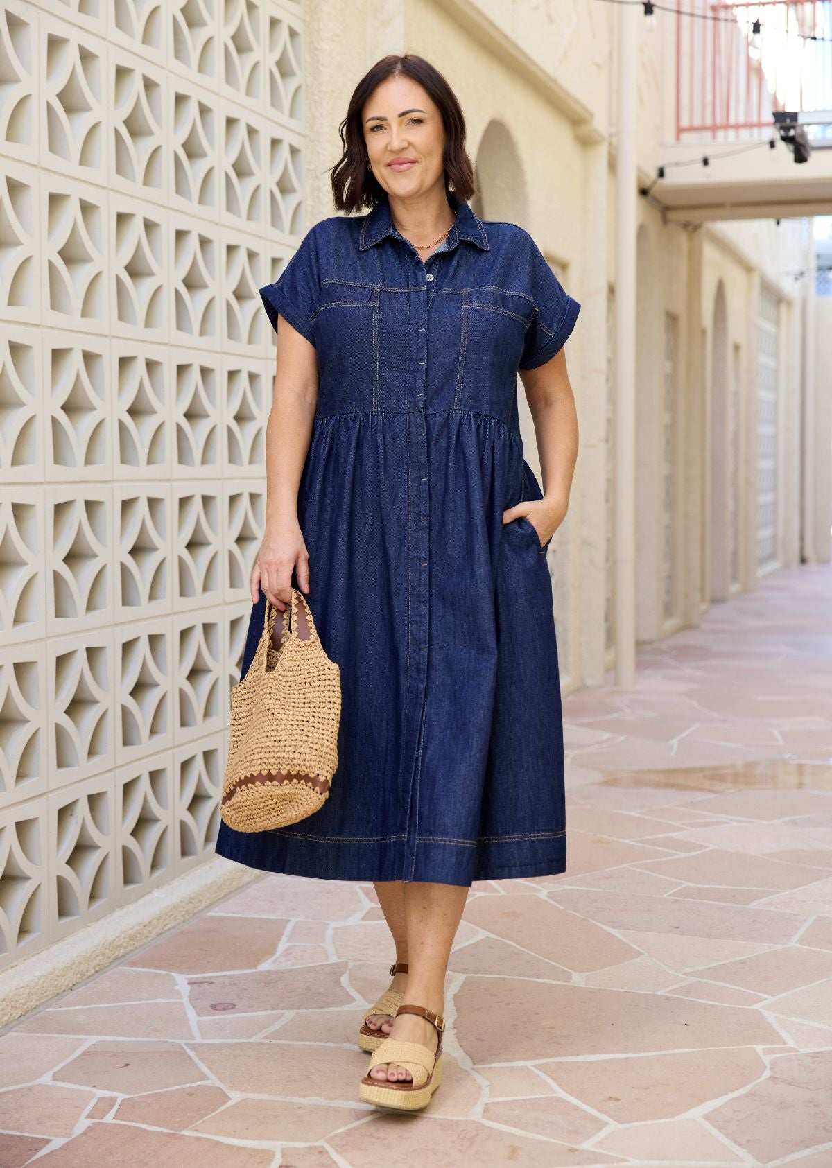 HARPER DENIM DRESS - INDIGO