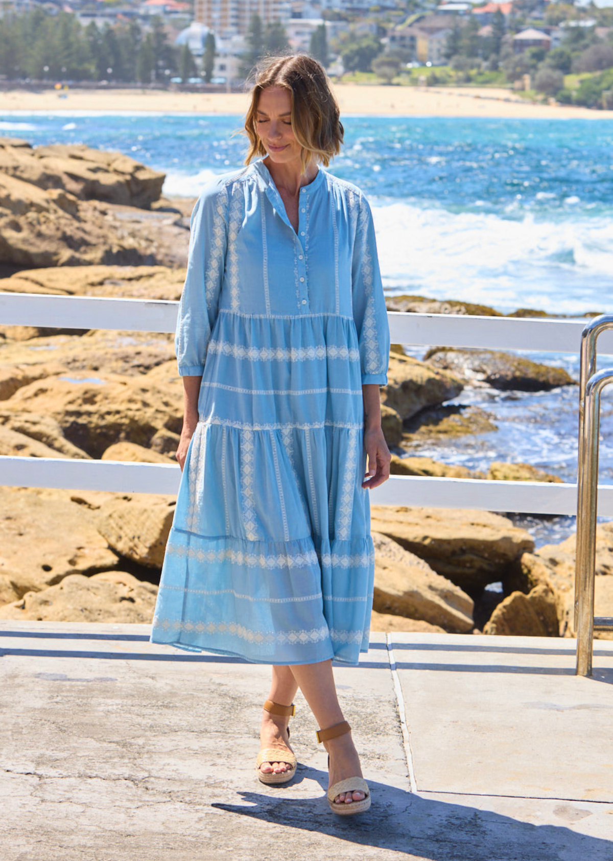 NEHA DRESS - BLUE/WHITE