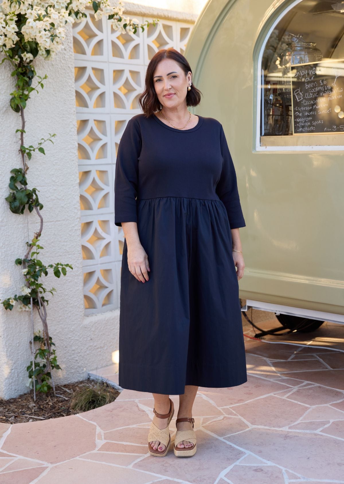 LOLA MIDI DRESS - FRENCH NAVY