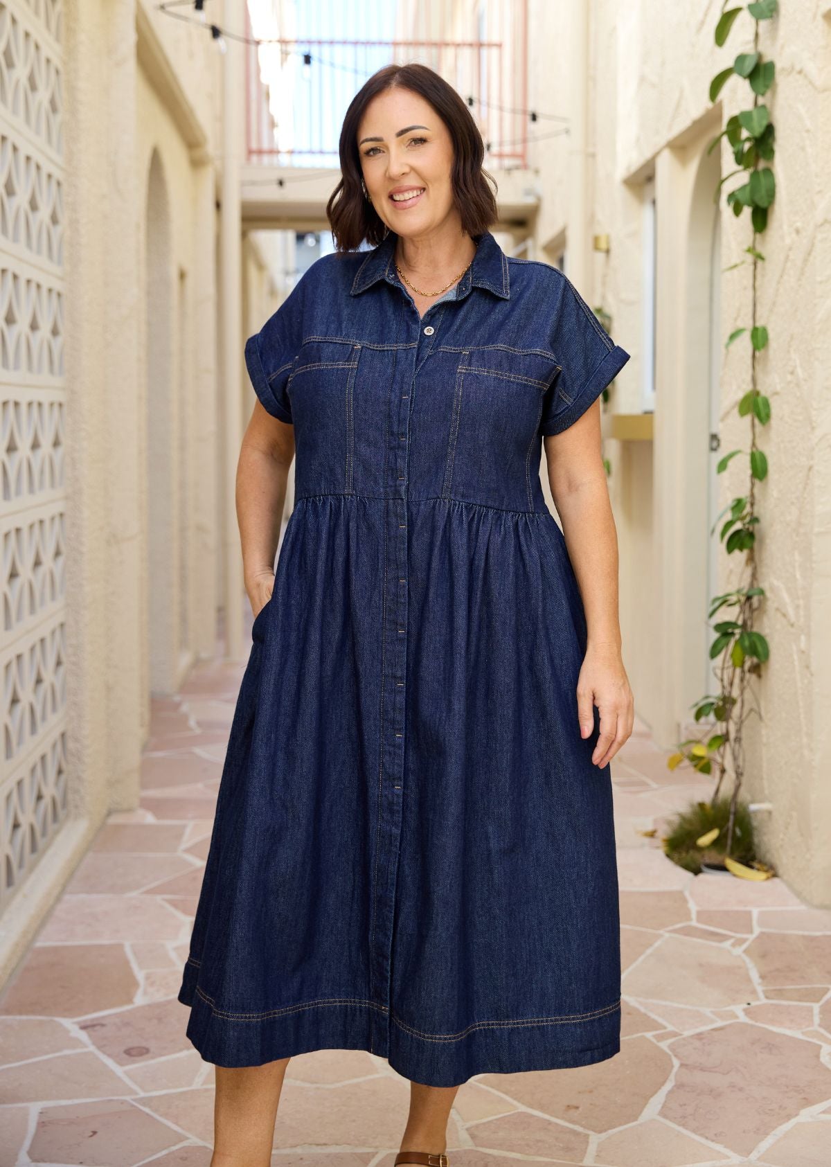 HARPER DENIM DRESS - INDIGO