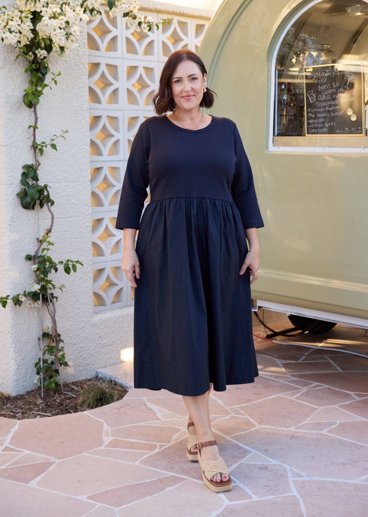 LOLA MIDI DRESS - FRENCH NAVY