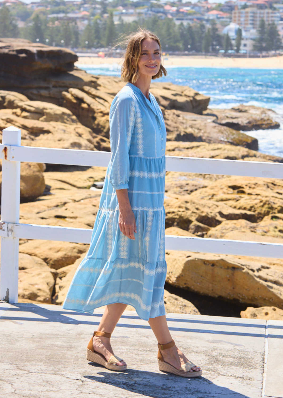 NEHA DRESS - BLUE/WHITE