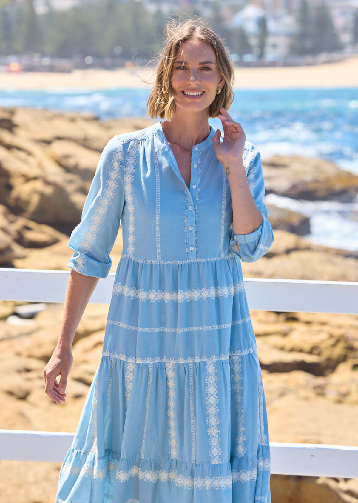 NEHA DRESS - BLUE/WHITE