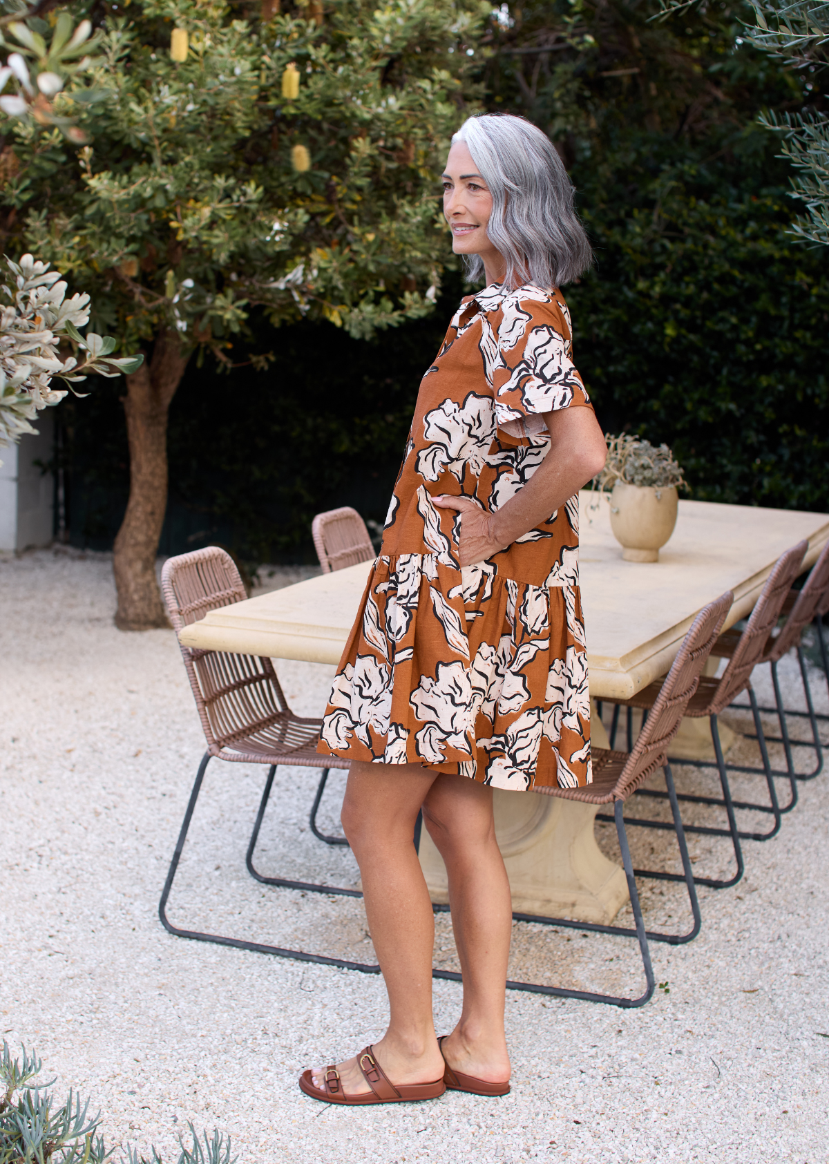 SADIE MINI DRESS - PEONY PRINT