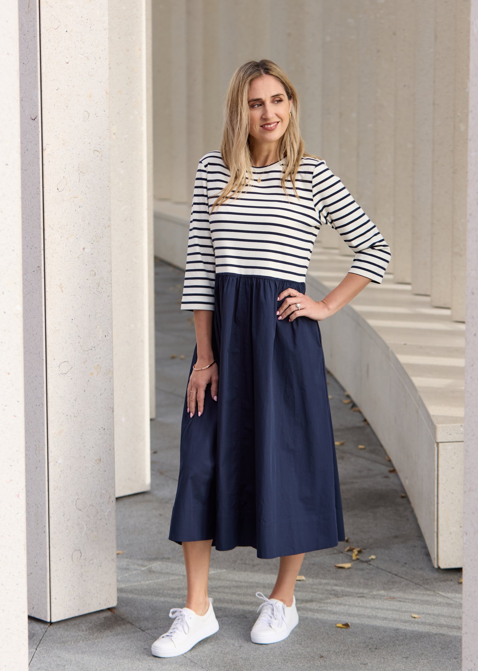 LOLA MIDI DRESS - FRENCH NAVY STRIPE - PETITE