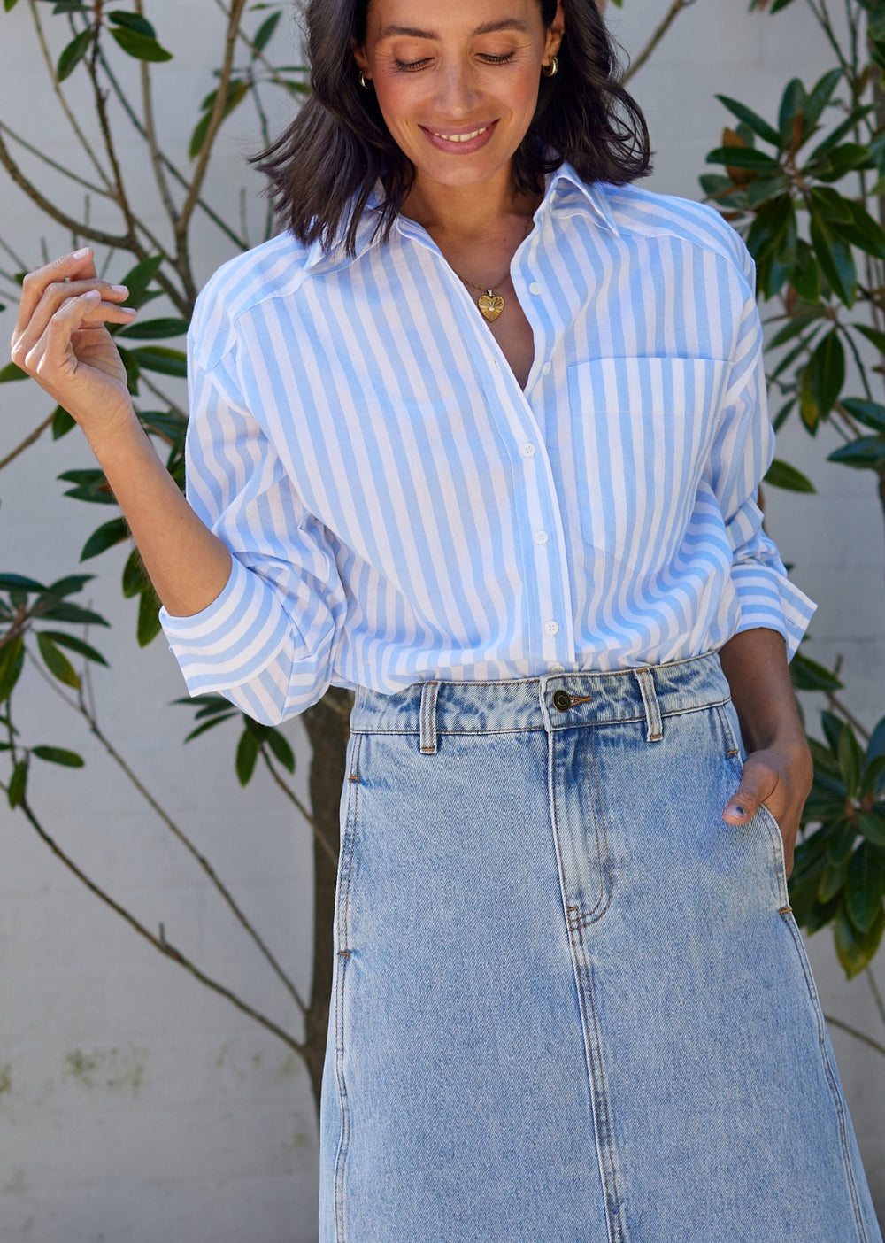BERTIE STRIPE SHIRT - SKY BLUE