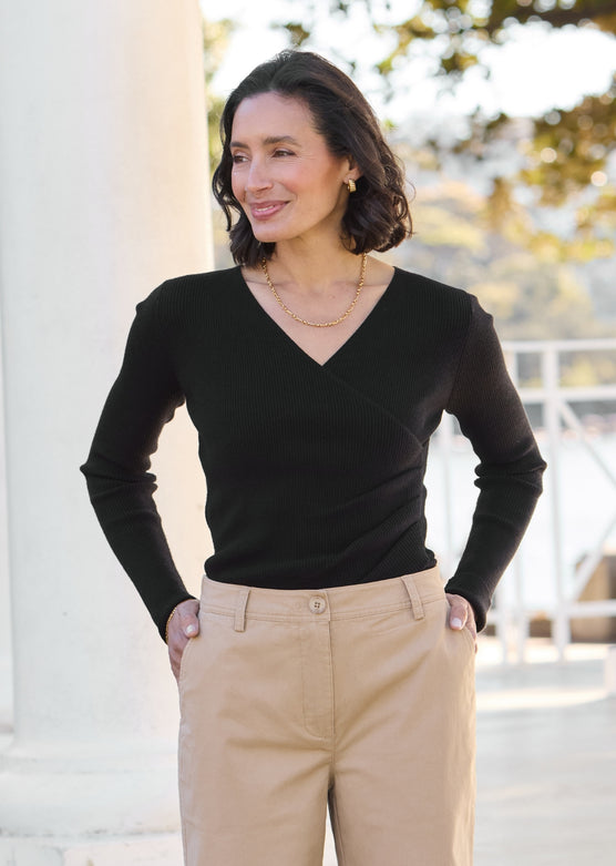 LUNA KNIT TOP - BLACK