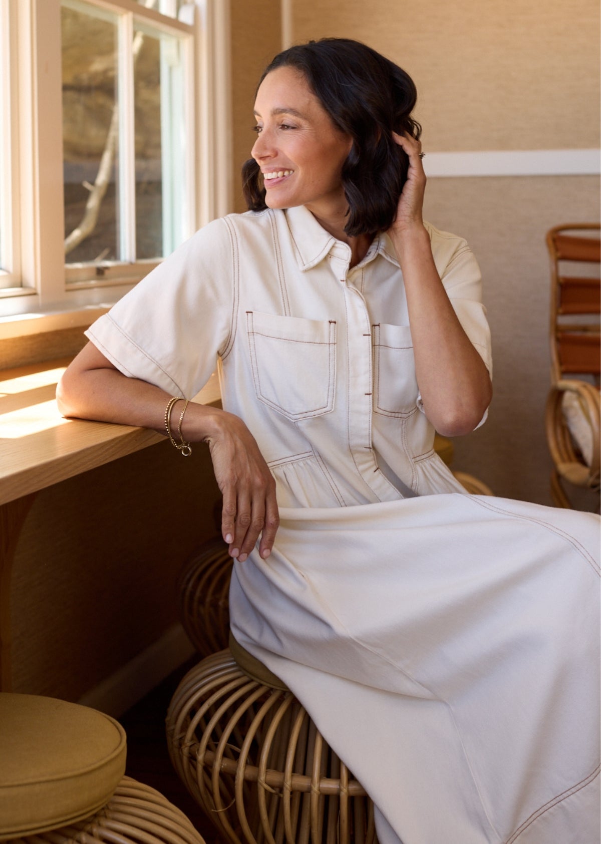 MONTANA DENIM SHIRTDRESS - ECRU - PETITE