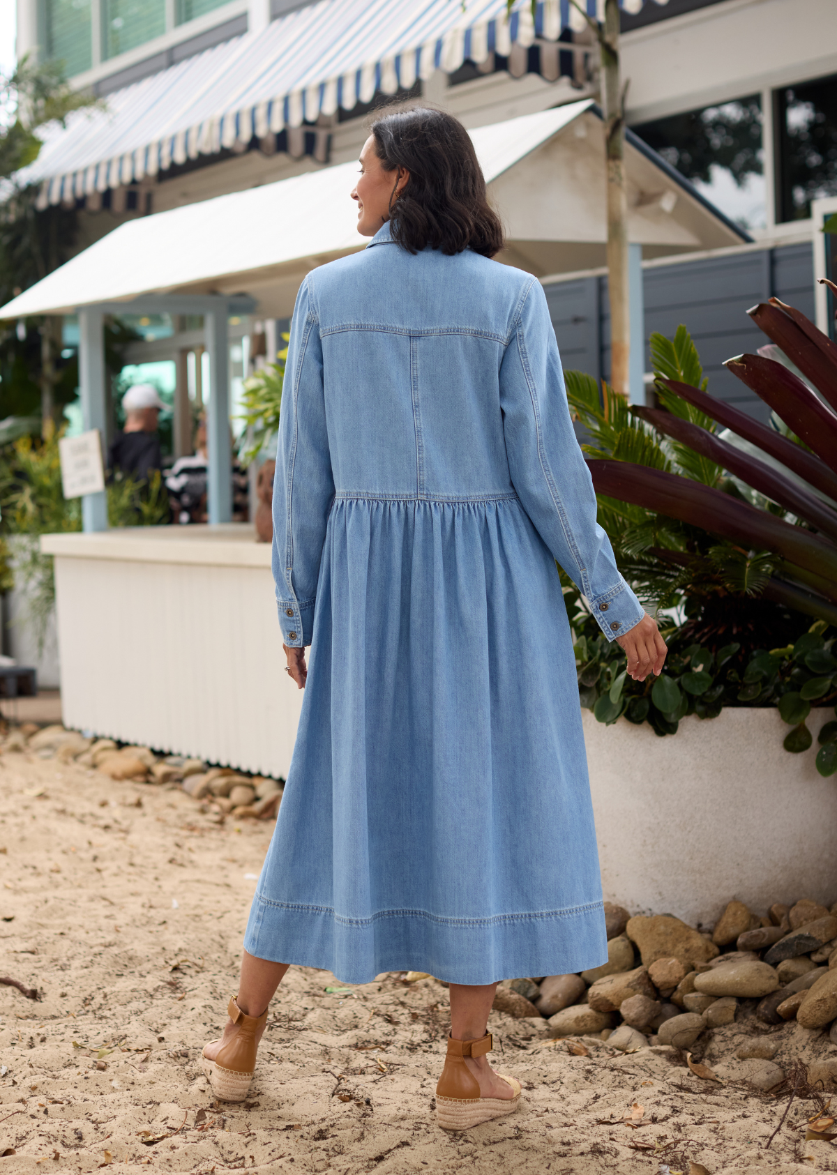 Montana Long Sleeve Denim Dress - Light Blue - 100% Cotton Mid-Weight Denim, M