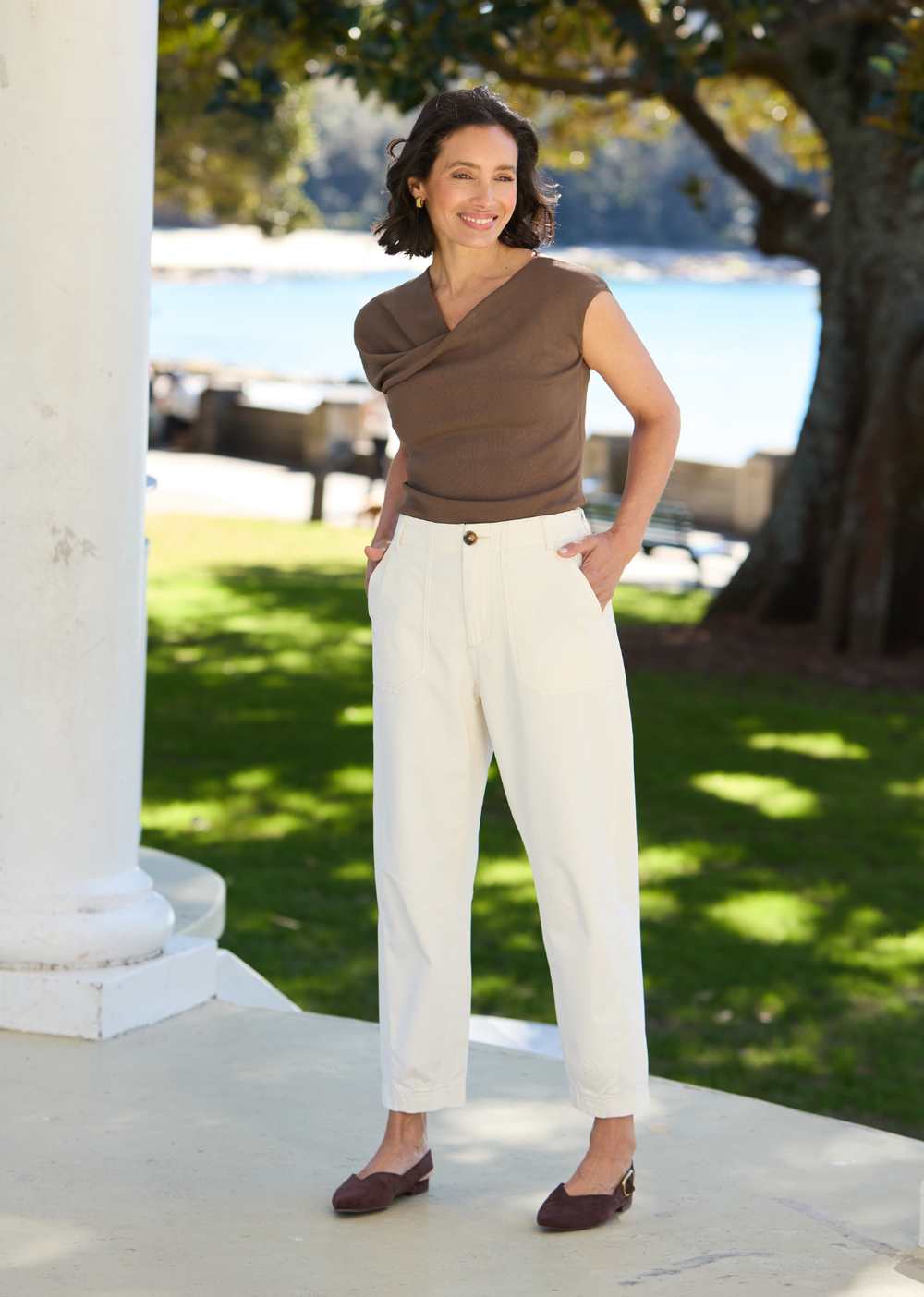 EVIE CROP PANT - ALMOND