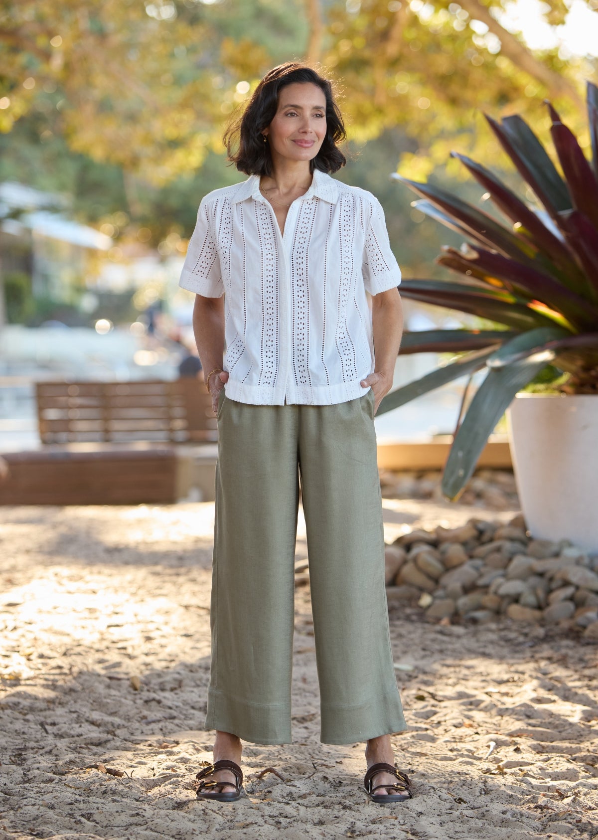 AMARA CROP PANT - KHAKI
