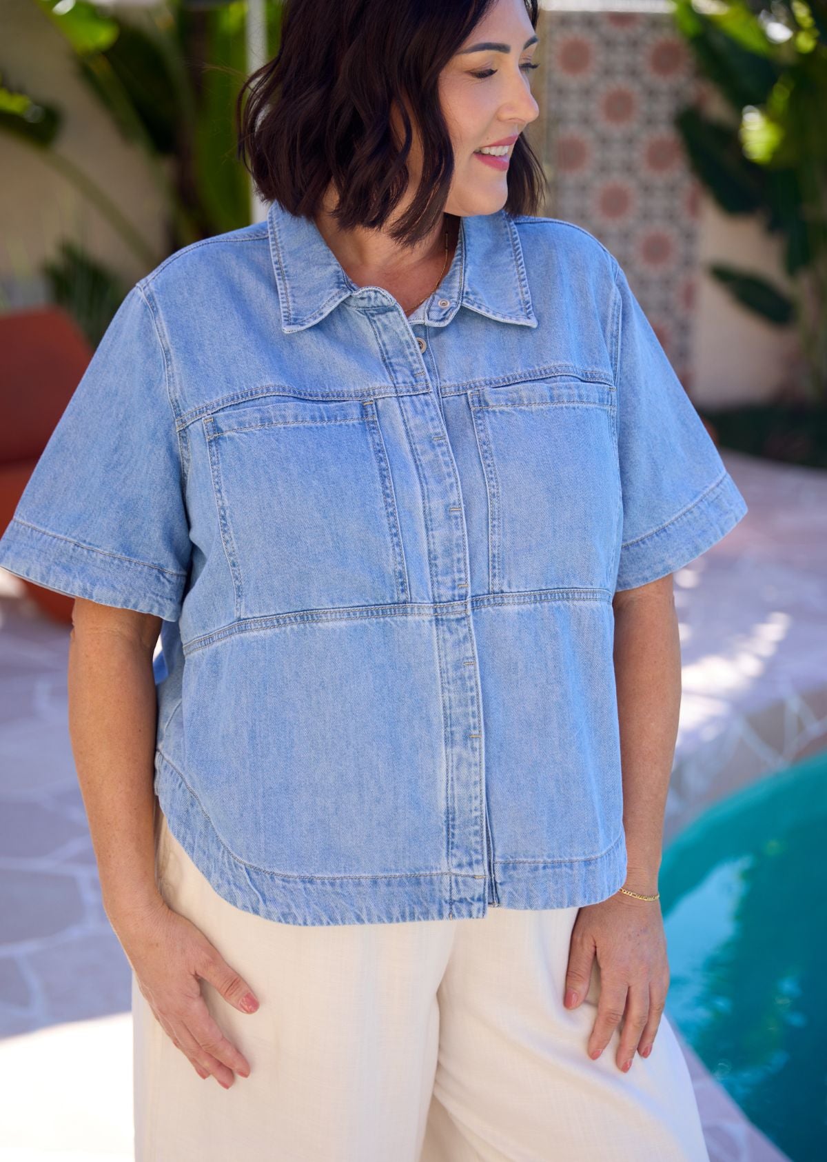 SADIE DENIM SHIRT - LIGHT BLUE