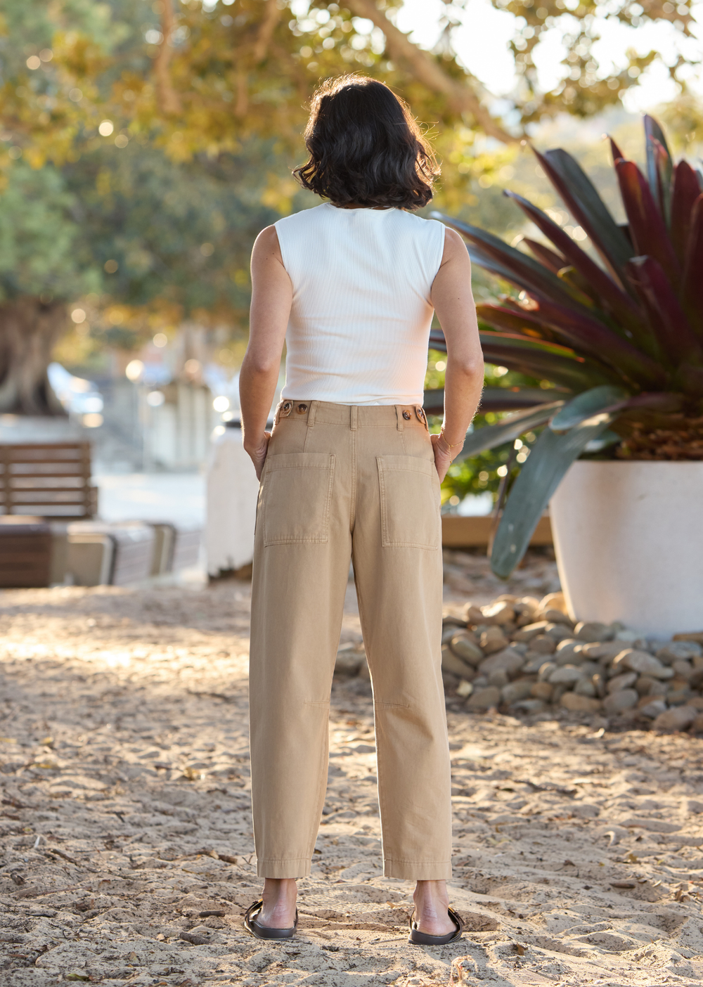 EVIE CROP PANT - TAN