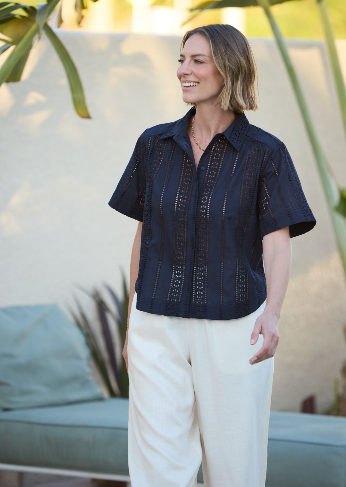 SADIE EMBROIDERED SHIRT - FRENCH NAVY