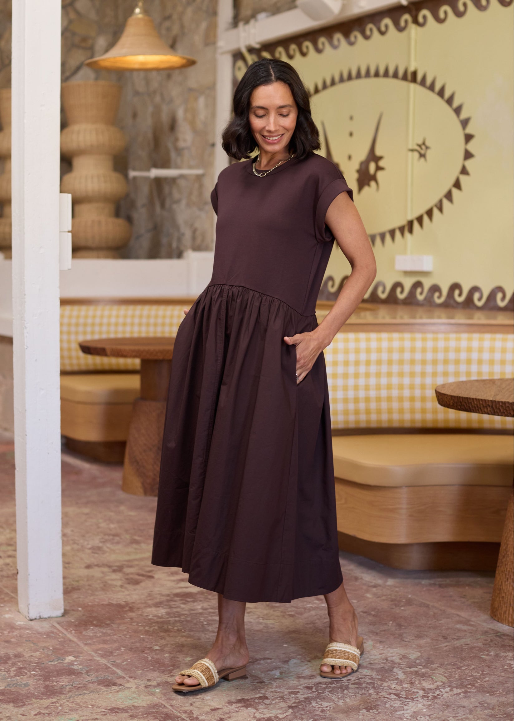 Greta Midi Dress - Chocolate - Understated Staple Dress, XL