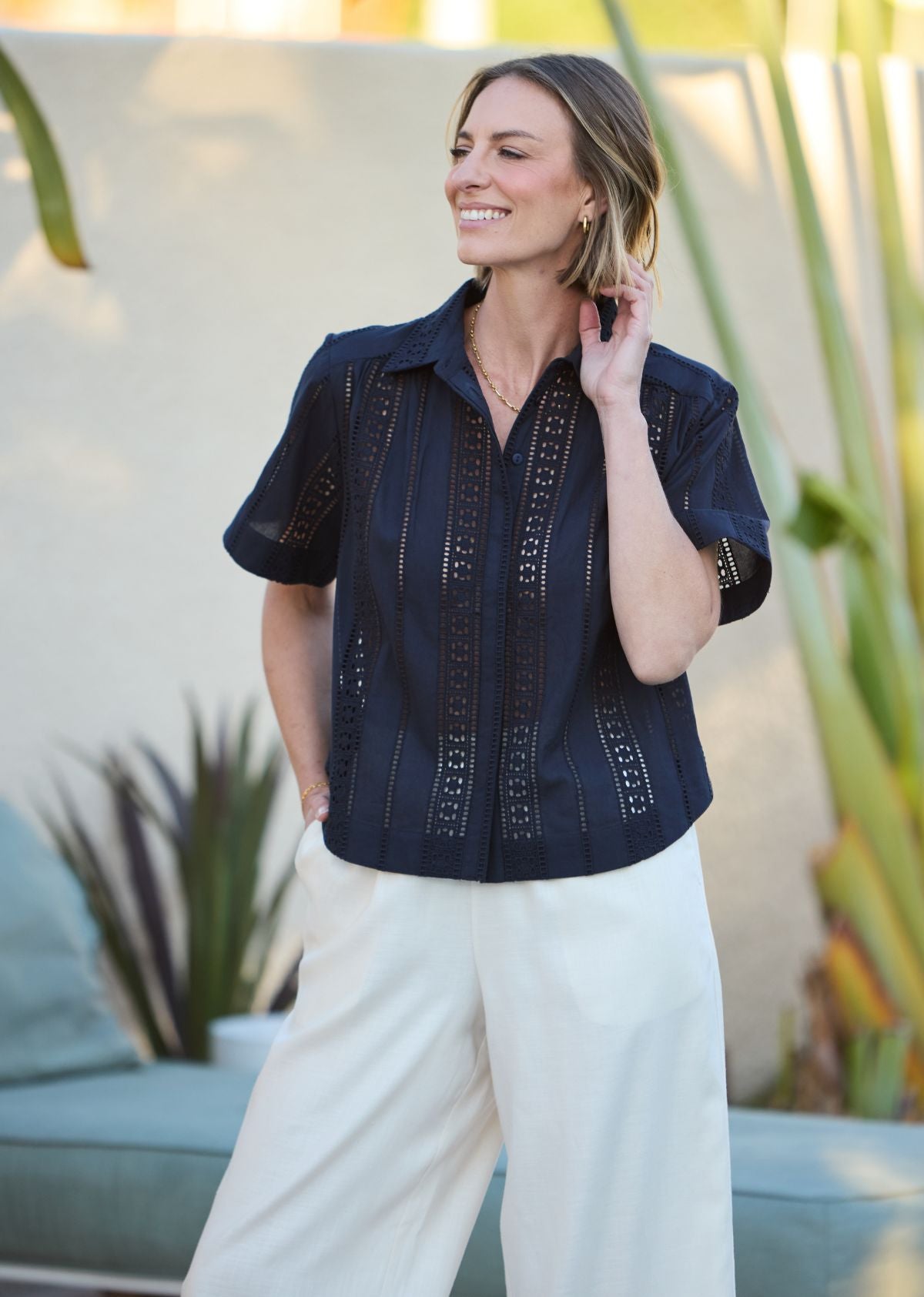 SADIE EMBROIDERED SHIRT - FRENCH NAVY