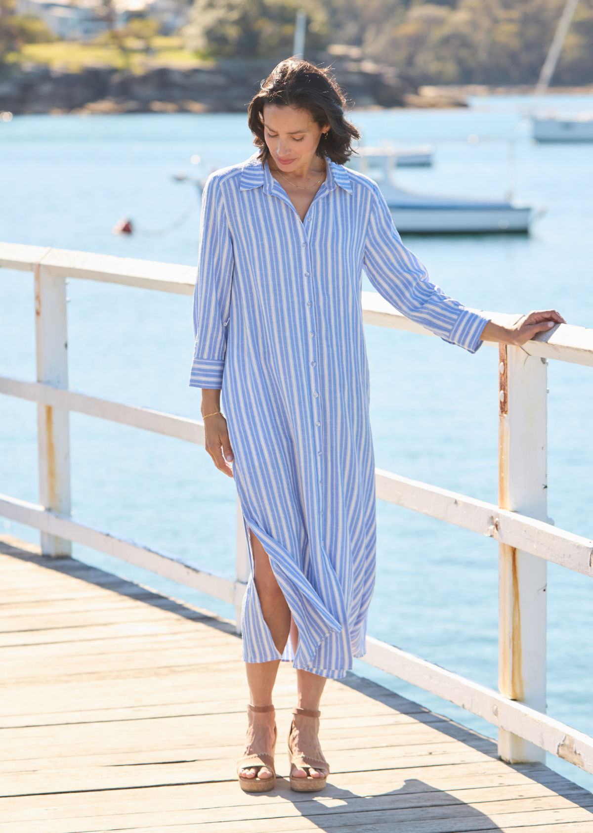 GEORGIA SHIRTDRESS - CORNFLOWER BLUE