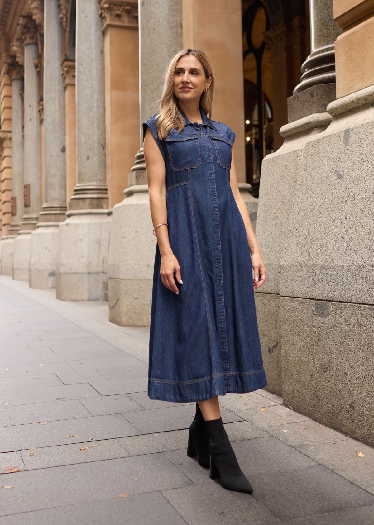 RUMI DENIM SHIRTDRESS - INDIGO